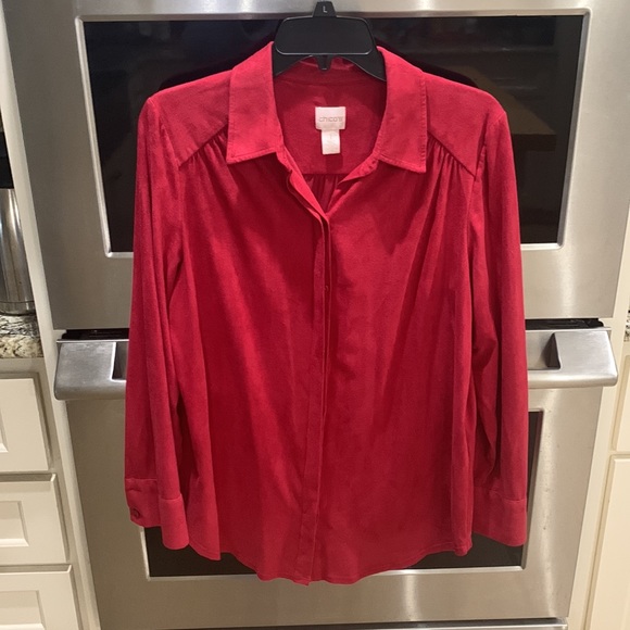 Chico’s size 1 / large. Burgundy/pink color. Could be worn as shirt or jacket. - Picture 3 of 10
